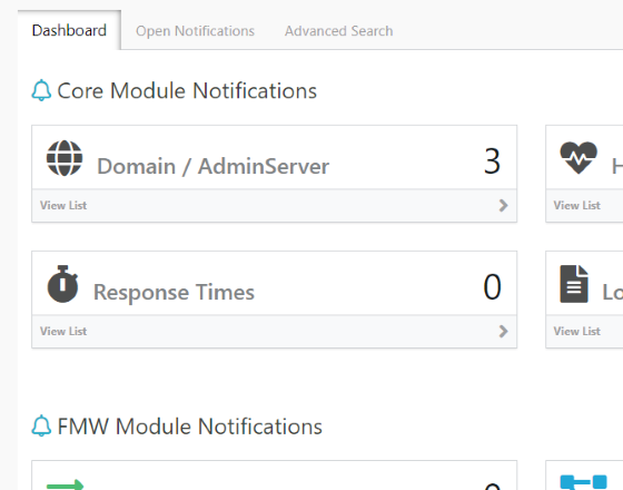WLSDM | WL-OPC Central Notification Dashboard All Notification Types for Oracle WebLogic