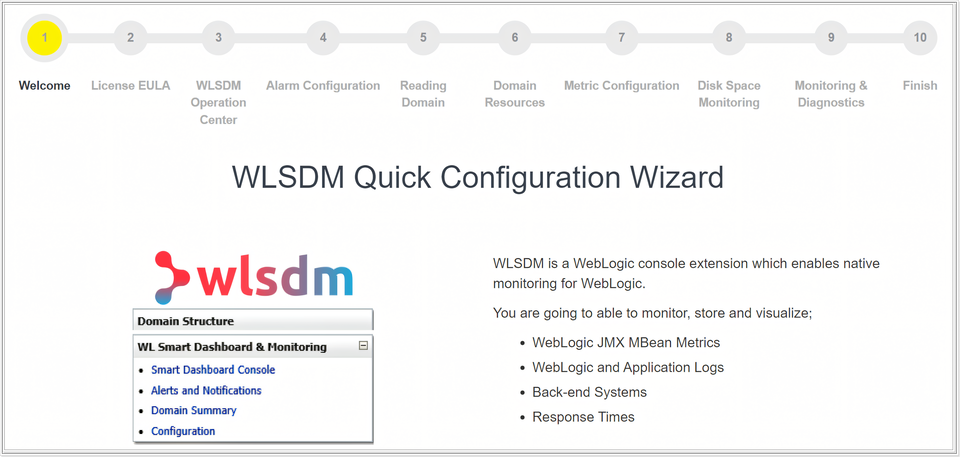 wlsdm weblogic monitoring wizard