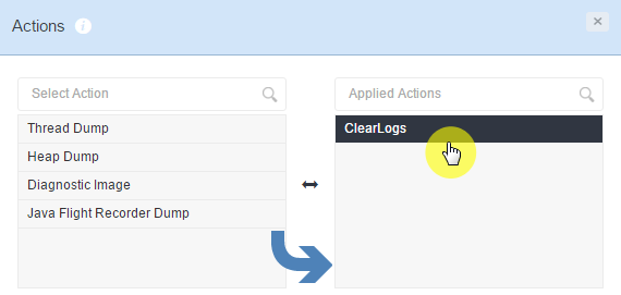 WLSDM Metric Actions: Select ClearLogs